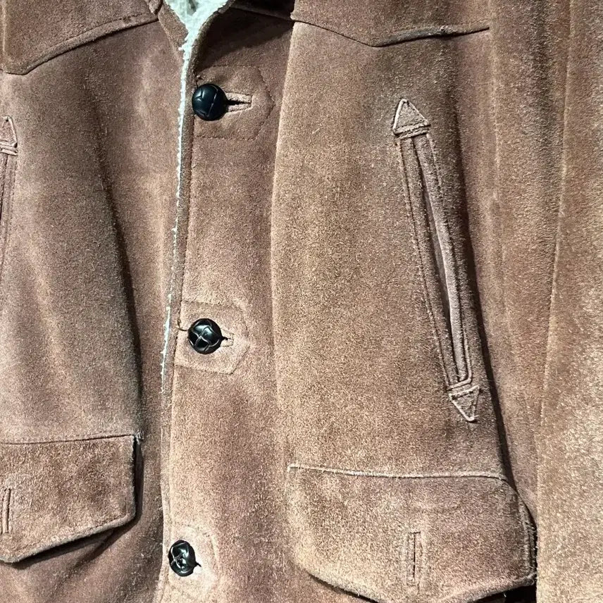 [BUNJANG] Western Suede Shearling Leather Jacket / 웨스턴 스웨이드 양털 가죽 자켓