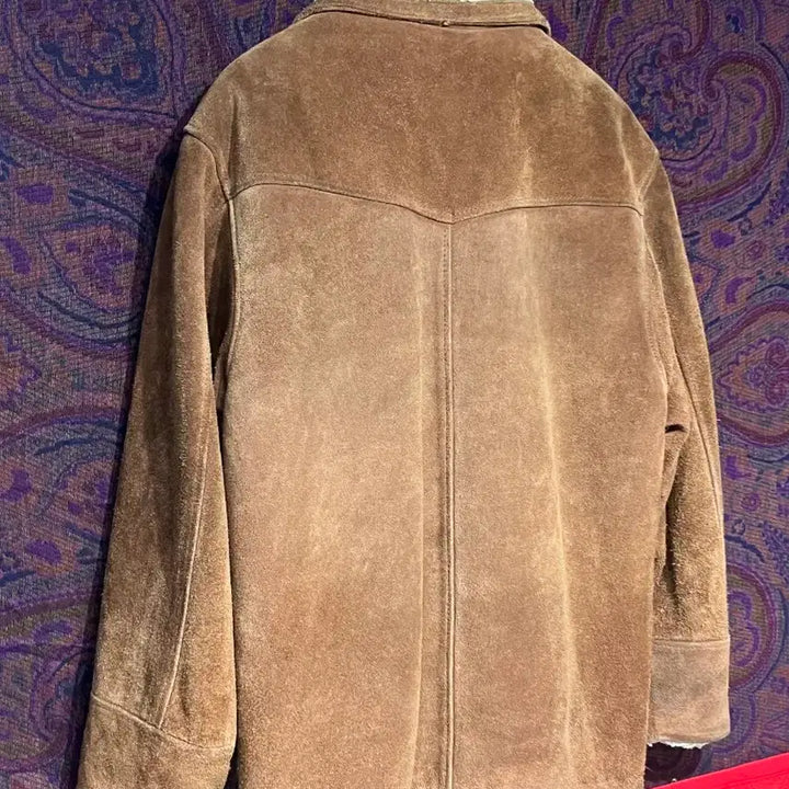 [BUNJANG] Western Suede Shearling Leather Jacket / 웨스턴 스웨이드 양털 가죽 자켓