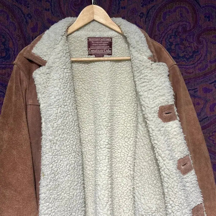 [BUNJANG] Western Suede Shearling Leather Jacket / 웨스턴 스웨이드 양털 가죽 자켓