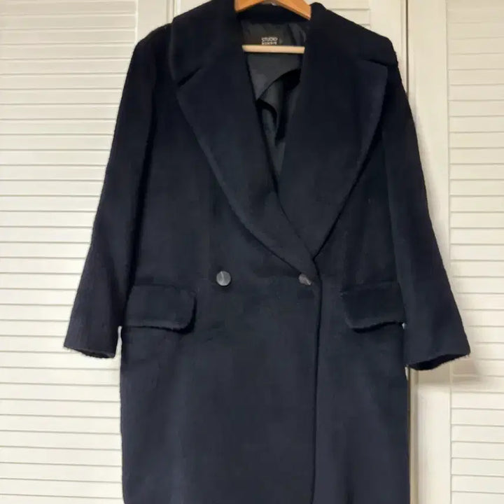 [BUNJANG] STUDIO BONNIE Black Double Llama Wool Coat / STUDIO BONNIE 블랙 더블 라마 울 코트 95