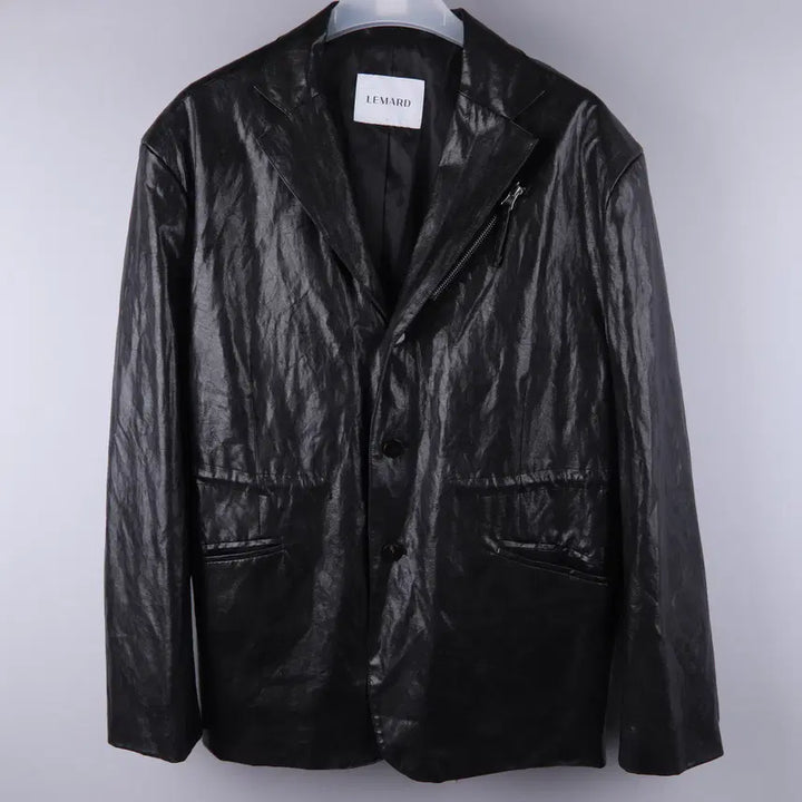 [BUNJANG] 르마드 Hourglass Leather Jacket Black / 르마드 아워글래스 레더 자켓 블랙 (3)