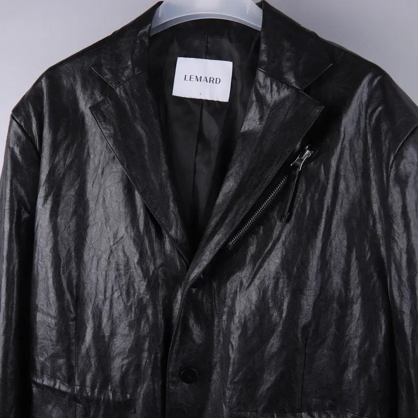 [BUNJANG] 르마드 Hourglass Leather Jacket Black / 르마드 아워글래스 레더 자켓 블랙 (3)