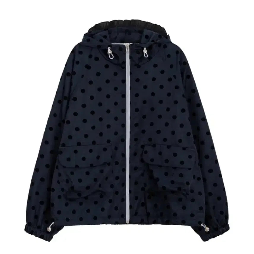 [BUNJANG] Oheso Dot Frill Windbreaker Navy / 오헤시오 도트 프릴 윈드브레이커 네이비