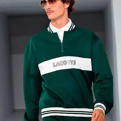 [BUNJANG] Lacoste Heritage Anorak Half-Zip Sweatshirt / 라코스테 헤리티지 아노락 반집업 스웻 셔츠