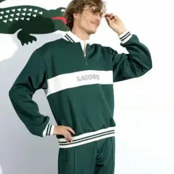 [BUNJANG] Lacoste Heritage Anorak Half-Zip Sweatshirt / 라코스테 헤리티지 아노락 반집업 스웻 셔츠
