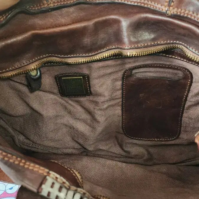 [BUNJANG] Kampomazzi Leather Tote Shoulder Bag - Brown / 캄포마찌 가죽 토트백 숄더백 브라운