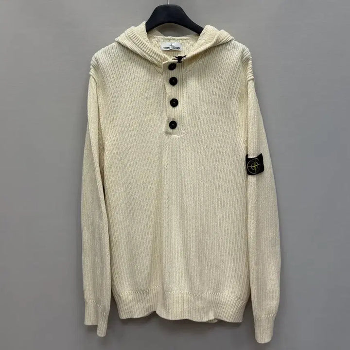 [BUNJANG] Stone Island Half-Zip Hooded Knit Sweater / 스톤아일랜드 와펜패치 반집업 후드 니트 ( 110 )