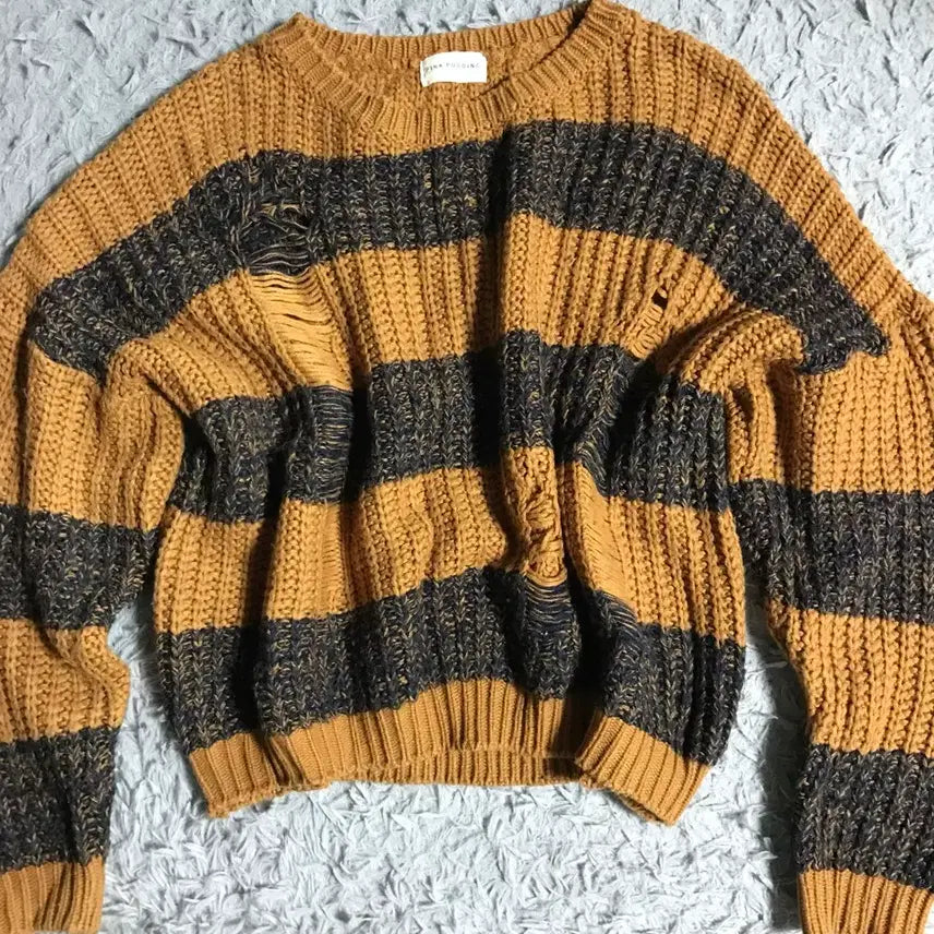 [BUNJANG] COS BOGASI Striped Damage Knit Sweater / 보카시 스트라이프 데미지 니트 COS 빈티지