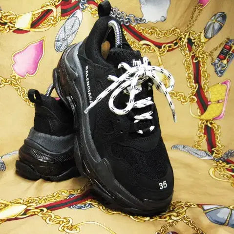 [BUNJANG] Balenciaga Triple S Clear Sole Sneakers / 이태리명품 발렌시아가 트리플S 블랙 클리어솔 230