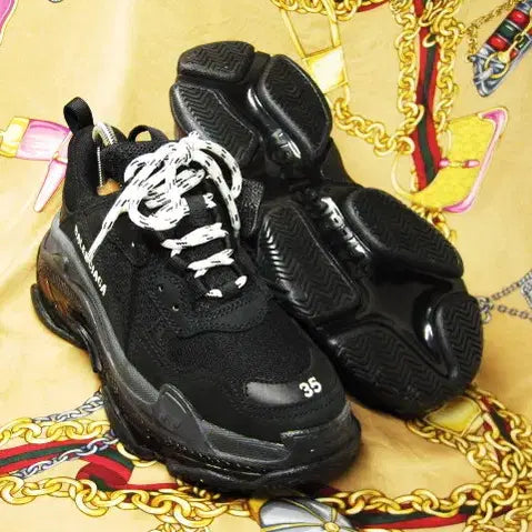 [BUNJANG] Balenciaga Triple S Clear Sole Sneakers / 이태리명품 발렌시아가 트리플S 블랙 클리어솔 230