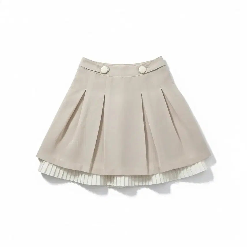 [BUNJANG] Beige Pleated Mini Skirt / 베이지 플리츠 미니스커트