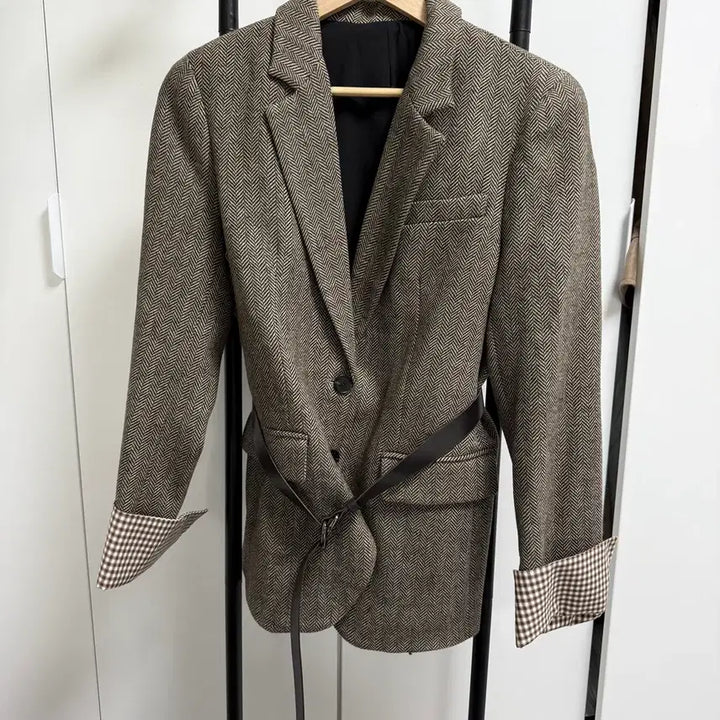 [BUNJANG] Imported Herringbone Belted Jacket / 수입의류 벨티드자켓