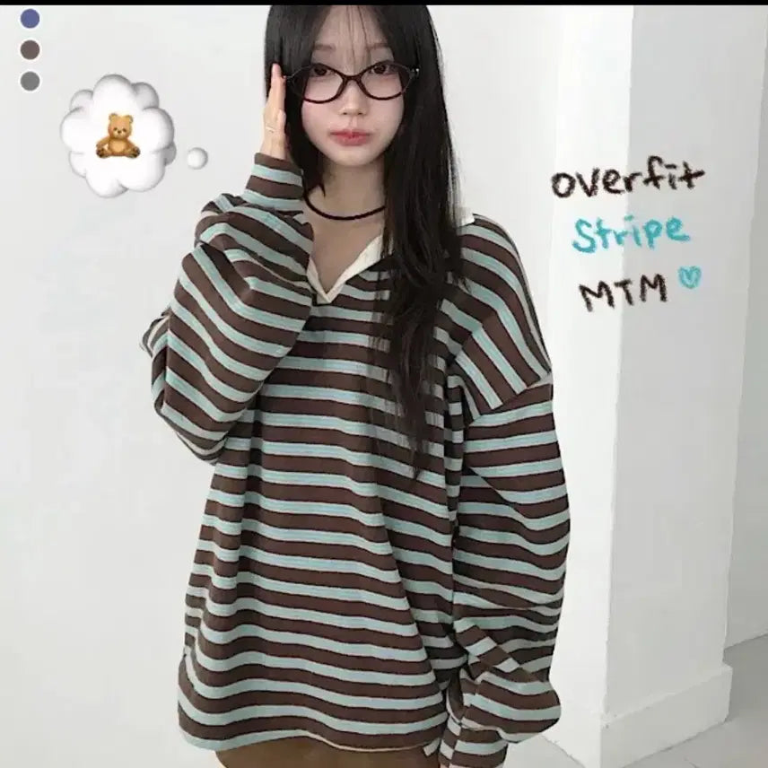 [BUNJANG] Striped Crewneck Sweatshirt / (새상품) 유색 단가라 스트라이프 맨투맨