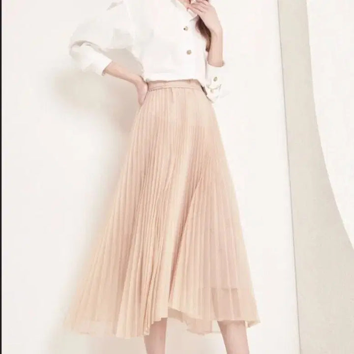 [BUNJANG] Hansum Mine Tulle Frills Skirt Light Beige / 한섬 마인 mine 튤 프릴츠 스커트 66 라이트베이지