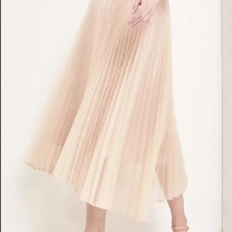 [BUNJANG] Hansum Mine Tulle Frills Skirt Light Beige / 한섬 마인 mine 튤 프릴츠 스커트 66 라이트베이지