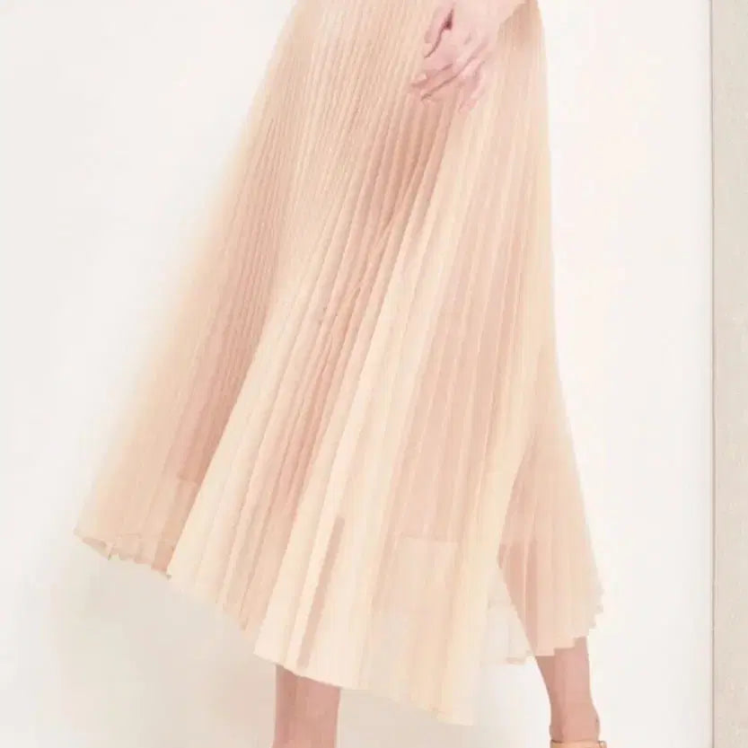 [BUNJANG] Hansum Mine Tulle Frills Skirt Light Beige / 한섬 마인 mine 튤 프릴츠 스커트 66 라이트베이지