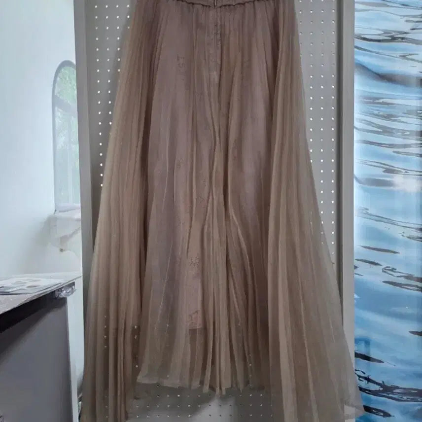 [BUNJANG] Hansum Mine Tulle Frills Skirt Light Beige / 한섬 마인 mine 튤 프릴츠 스커트 66 라이트베이지