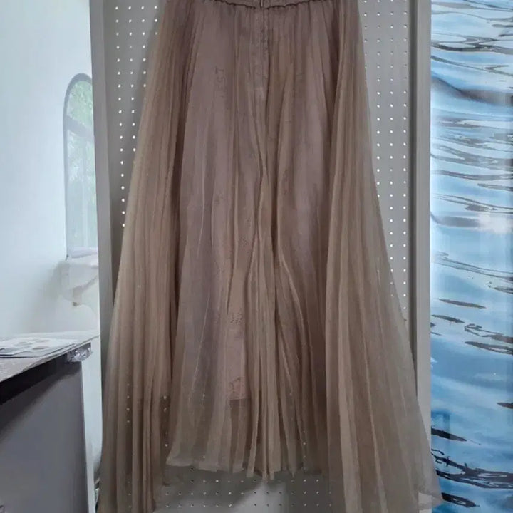 [BUNJANG] Hansum Mine Tulle Frills Skirt Light Beige / 한섬 마인 mine 튤 프릴츠 스커트 66 라이트베이지