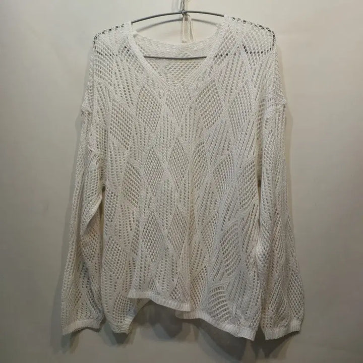 [BUNJANG] V-neck Mesh Knit Top / 브이넥 망사 니트 긴팔 봄여름 100~105사이즈  63178