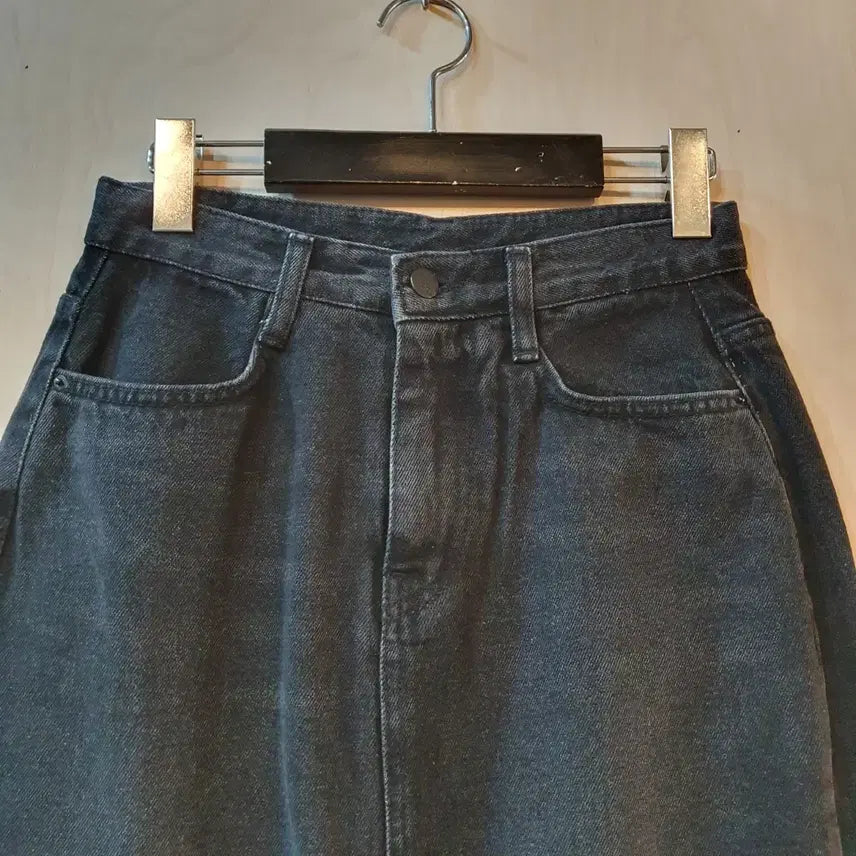 [BUNJANG] Black Denim Long Skirt / 블랙 데님 롱 스커트