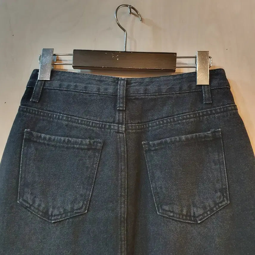[BUNJANG] Black Denim Long Skirt / 블랙 데님 롱 스커트