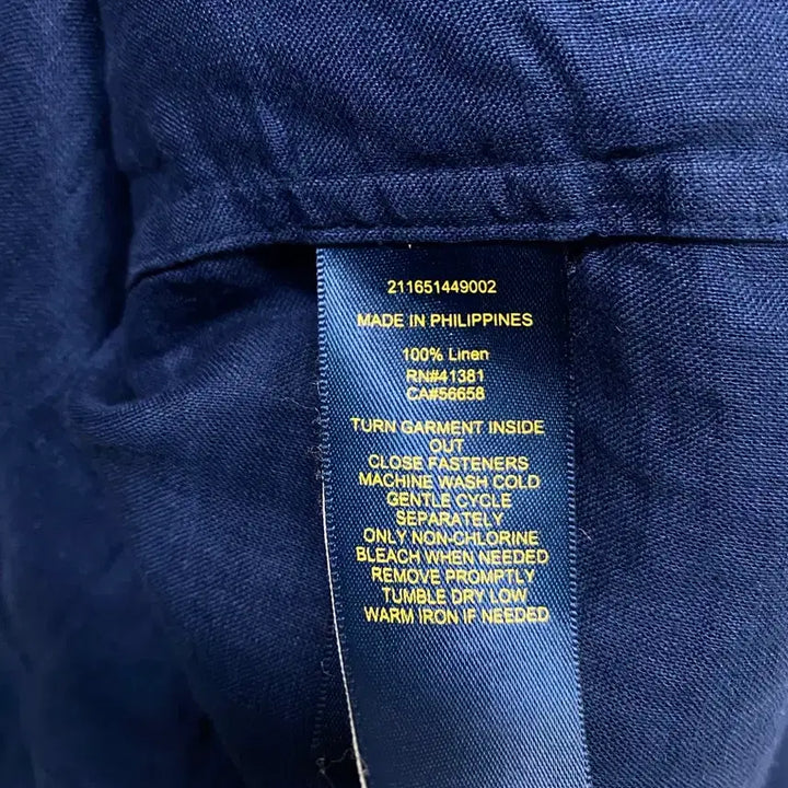 [BUNJANG] Polo Navy Linen Shirt M / 폴로 네이비 린넨셔츠 M