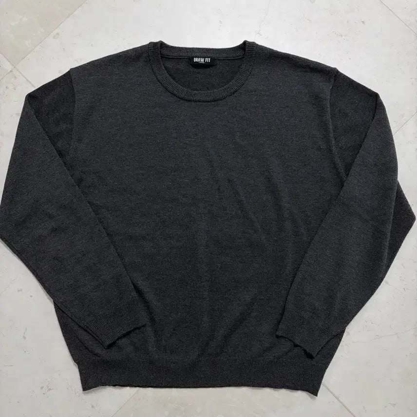 [BUNJANG] Drawfit Silk Round Pullover Knit Charcoal / [L] 드로우핏 실크 라운드 풀오버 니트 차콜