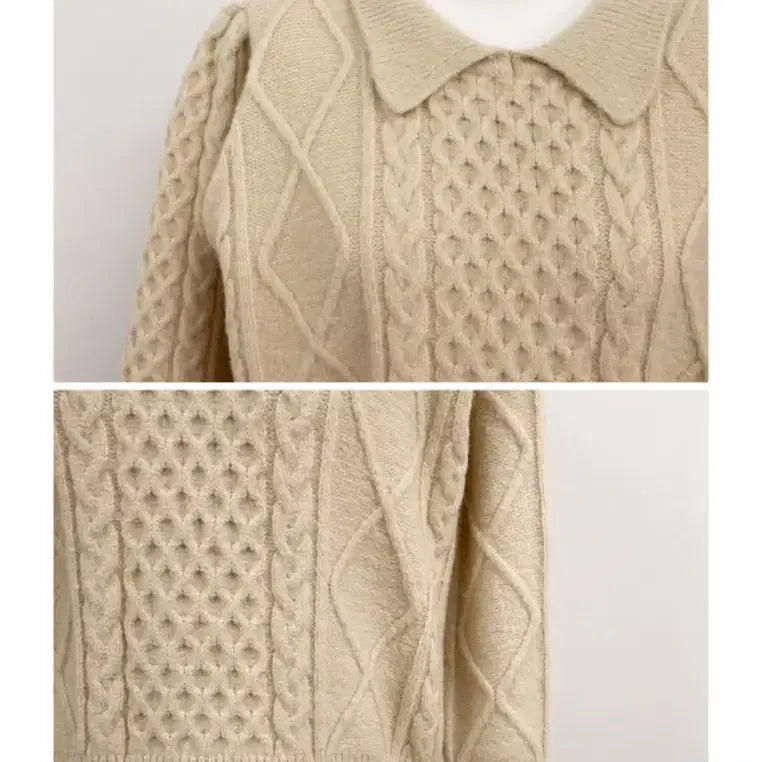 [BUNJANG] Oiny Orosy Garden Half Knit Cream / 오이니 오로지 가든 하프 니트 크림색 [o,rosy] garden hal
