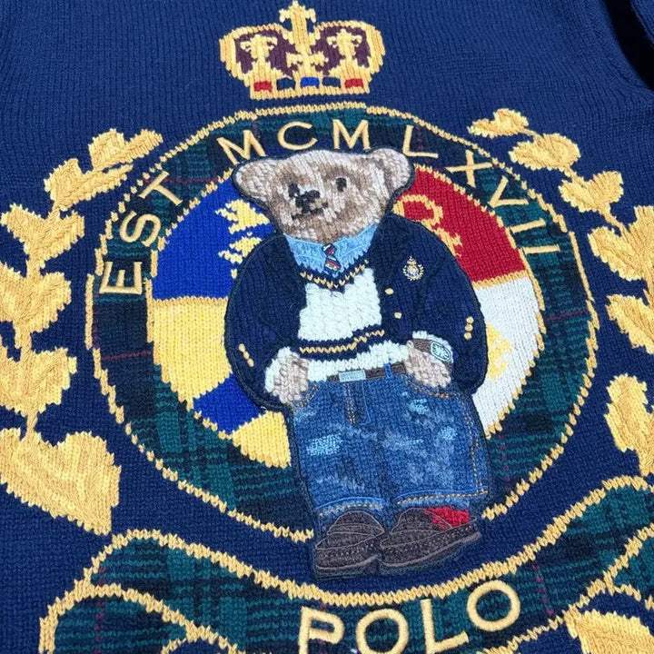 [BUNJANG] Polo Ralph Lauren Crest Bear Knit Sweater L / 폴로 랄프로렌 크레스트 베어 니트 라지 L