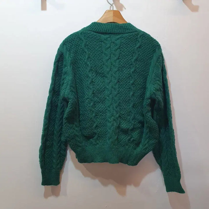 [BUNJANG] Flower Button Knit Cardigan Green / 플라워 버튼 니트 가디건 그린