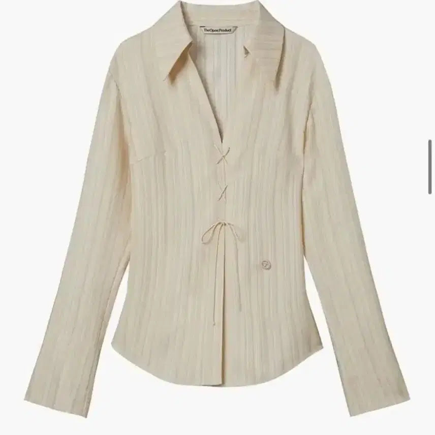 [BUNJANG] TheOpen Product Lace-Up Stripe Shirt / 오픈와이와이 (더오픈프로덕트) 레이스업 스트라이프 셔츠