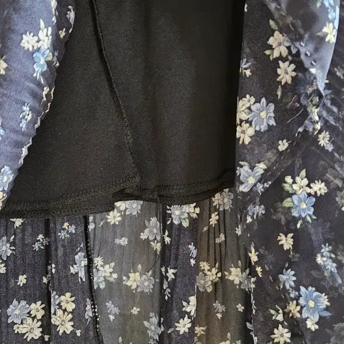 [BUNJANG] Floral Pattern Long Pleated Skirt / 플라워 패턴 롱 플리츠 스커트