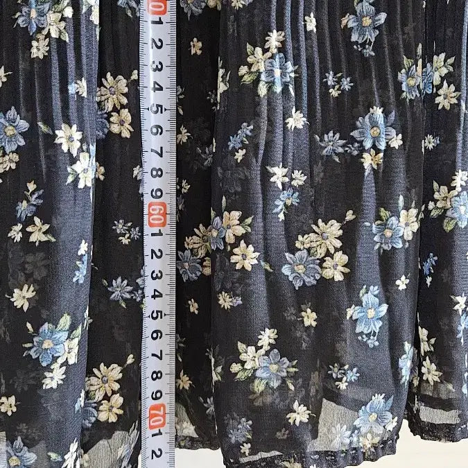 [BUNJANG] Floral Pattern Long Pleated Skirt / 플라워 패턴 롱 플리츠 스커트