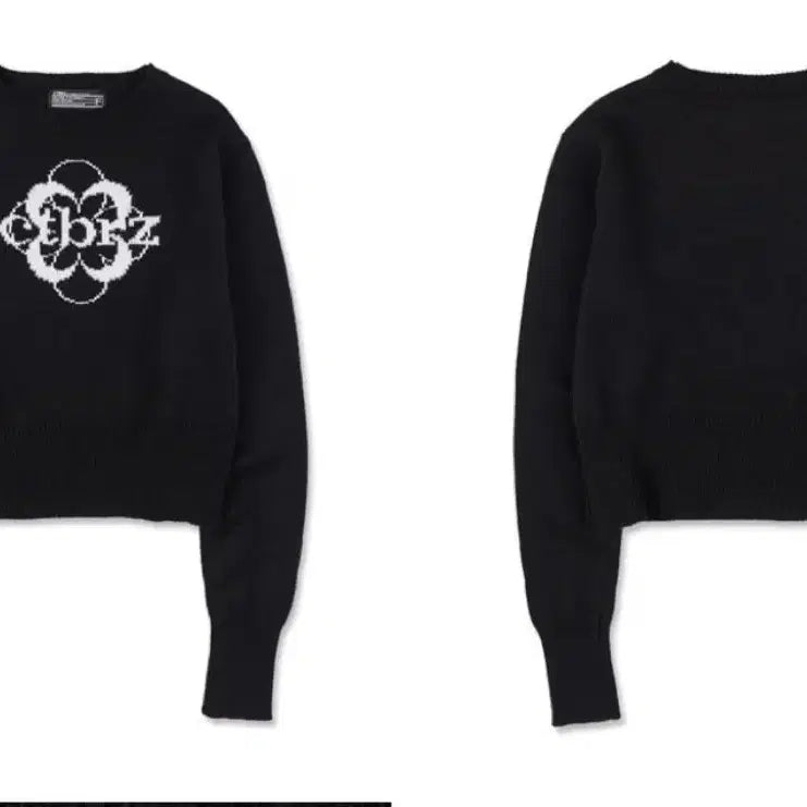 [BUNJANG] Citybreeze Flowerry Symbol Knit (Black, Cropped) / 시티브리즈 블랙 니트