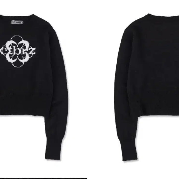 [BUNJANG] Citybreeze Flowerry Symbol Knit (Black, Cropped) / 시티브리즈 블랙 니트
