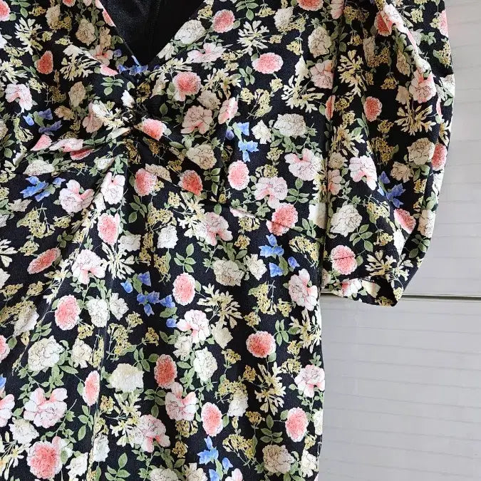 [SOLD OUT] 어라운드랜드 플라워 패턴 퍼프 원피스