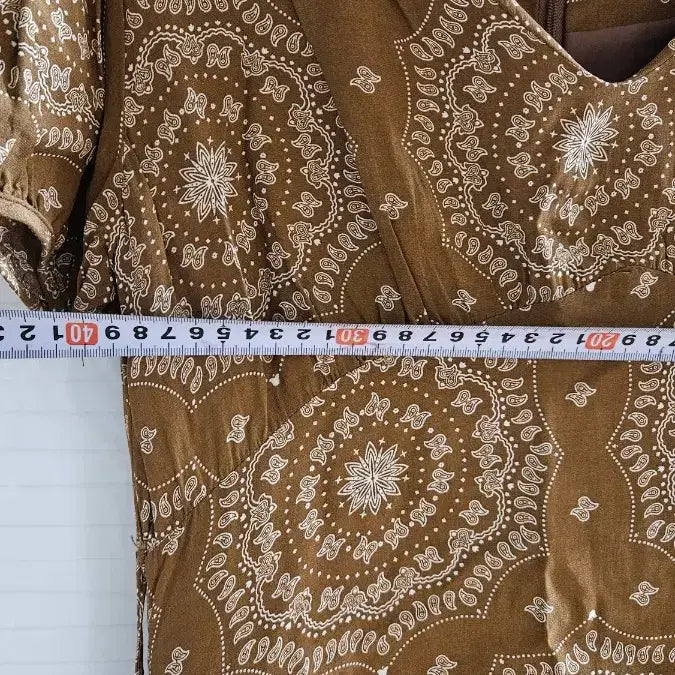 [BUNJANG] SEZWICK Brown Pattern Mini Dress / SEZWICK 반팔 미니 원피스 브라운 패턴