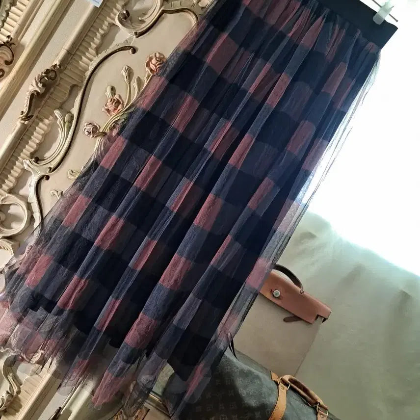 [BUNJANG] Japanese Check Long Skirt / 레이스치마       롱치마       일본   체크치마