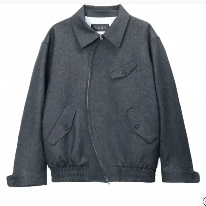 [BUNJANG] Stu High Neck Striped Jacket (L) / Stu 하이넥 스트라이프 자켓 L