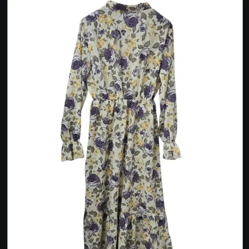 [BUNJANG] Floral Pattern Long Sleeve Ruffle Dress / 플라워 패턴 롱 원피스 긴팔 캉캉원피스