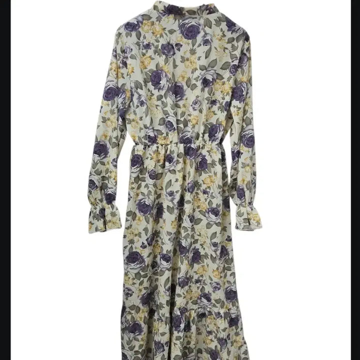 [BUNJANG] Floral Pattern Long Sleeve Ruffle Dress / 플라워 패턴 롱 원피스 긴팔 캉캉원피스