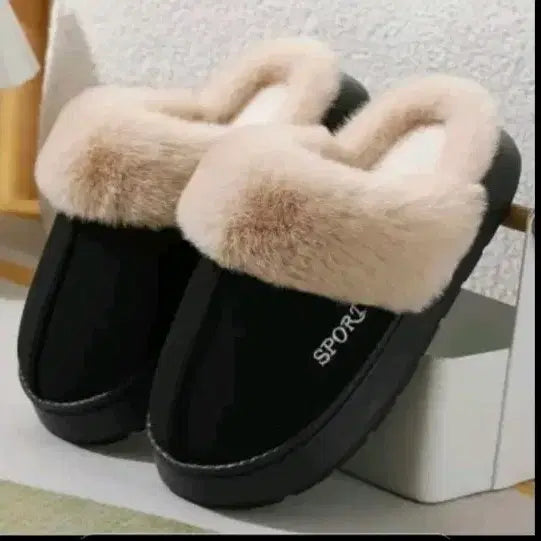 [BUNJANG] Black Fur Slippers 265 / 퍼 슬리퍼 블랙 털 슬리퍼265