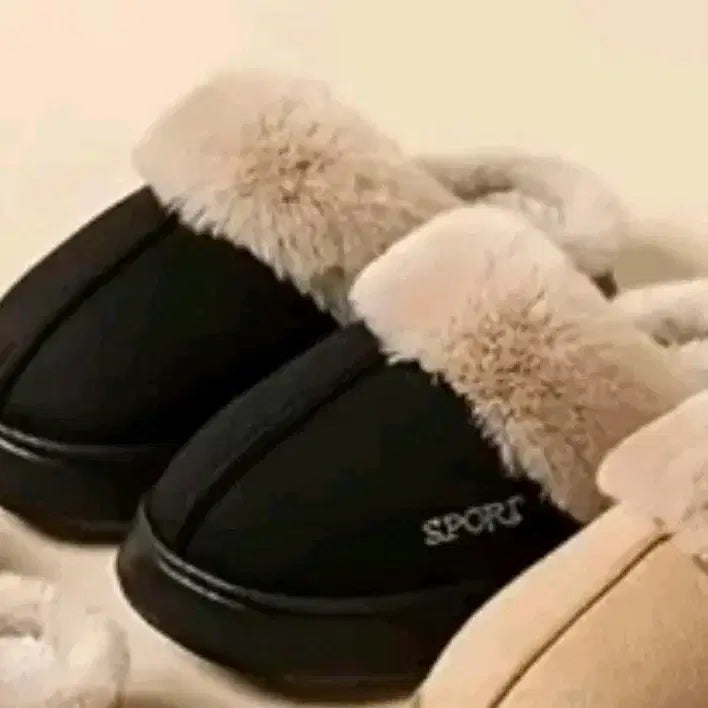 [BUNJANG] Black Fur Slippers 265 / 퍼 슬리퍼 블랙 털 슬리퍼265