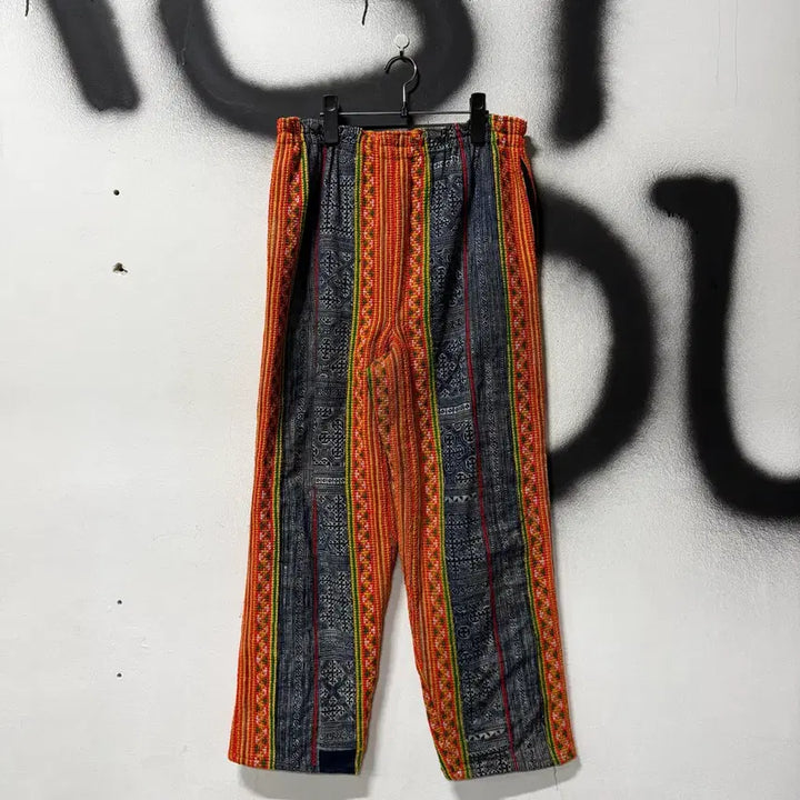 [BUNJANG] Vintage Japanese Sashiko Embroidered Banding Pants / VTG 빈티지 재패니즈 동양 오리엔탈 사시코 자수 밴딩 팬츠
