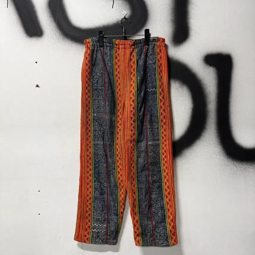 [BUNJANG] Vintage Japanese Sashiko Embroidered Banding Pants / VTG 빈티지 재패니즈 동양 오리엔탈 사시코 자수 밴딩 팬츠