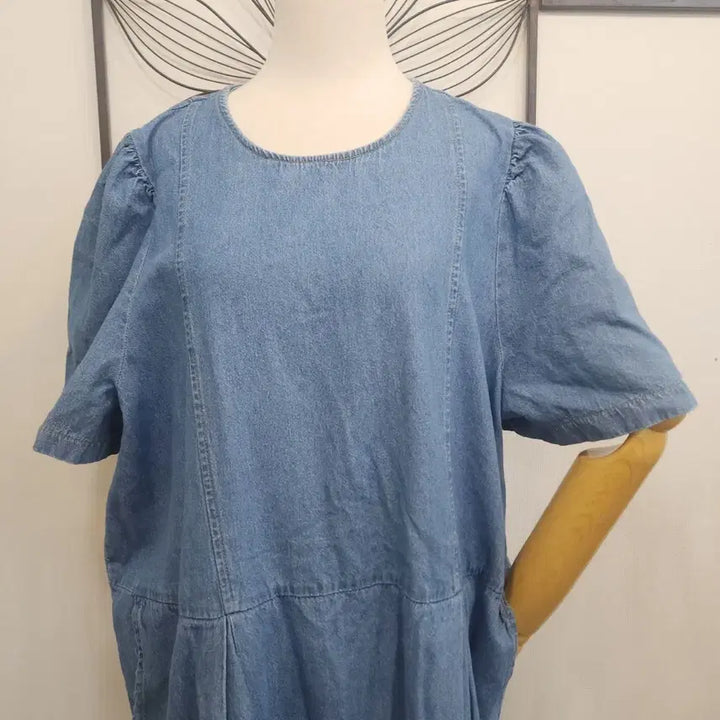 [SOLD OUT] 빅사이즈 얇은 데님 포켓 롱 원피스/ FREE