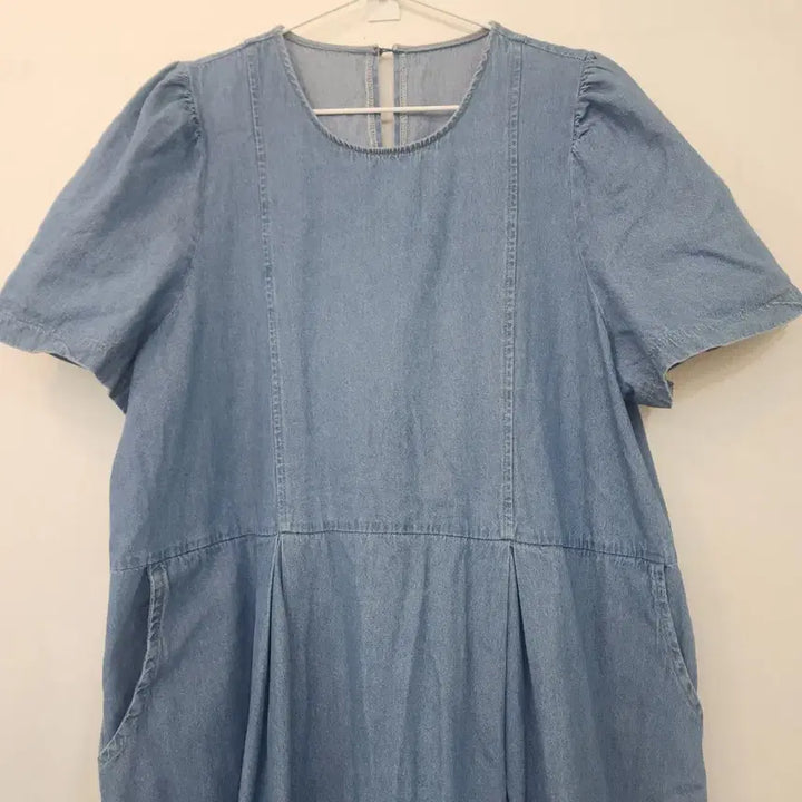 [SOLD OUT] 빅사이즈 얇은 데님 포켓 롱 원피스/ FREE