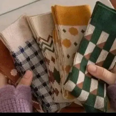 [BUNJANG] Patterned Socks Set (5 Pairs) / 패턴 양말 5켤레세트