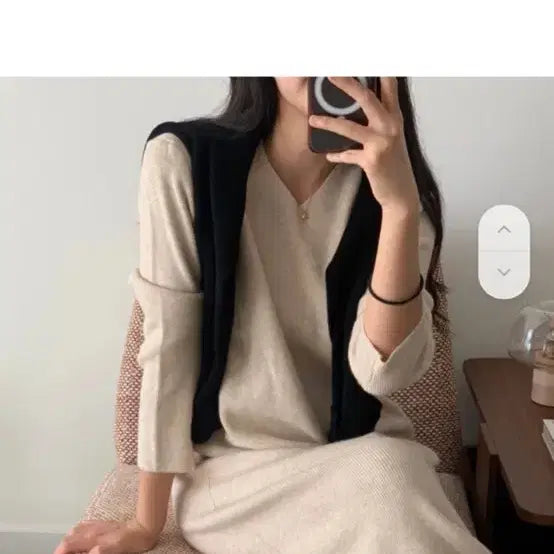[BUNJANG] Danarobe V-Neck Knit Long Dress / Danarobe 다나로브 브이넥 니트 롱 원피스