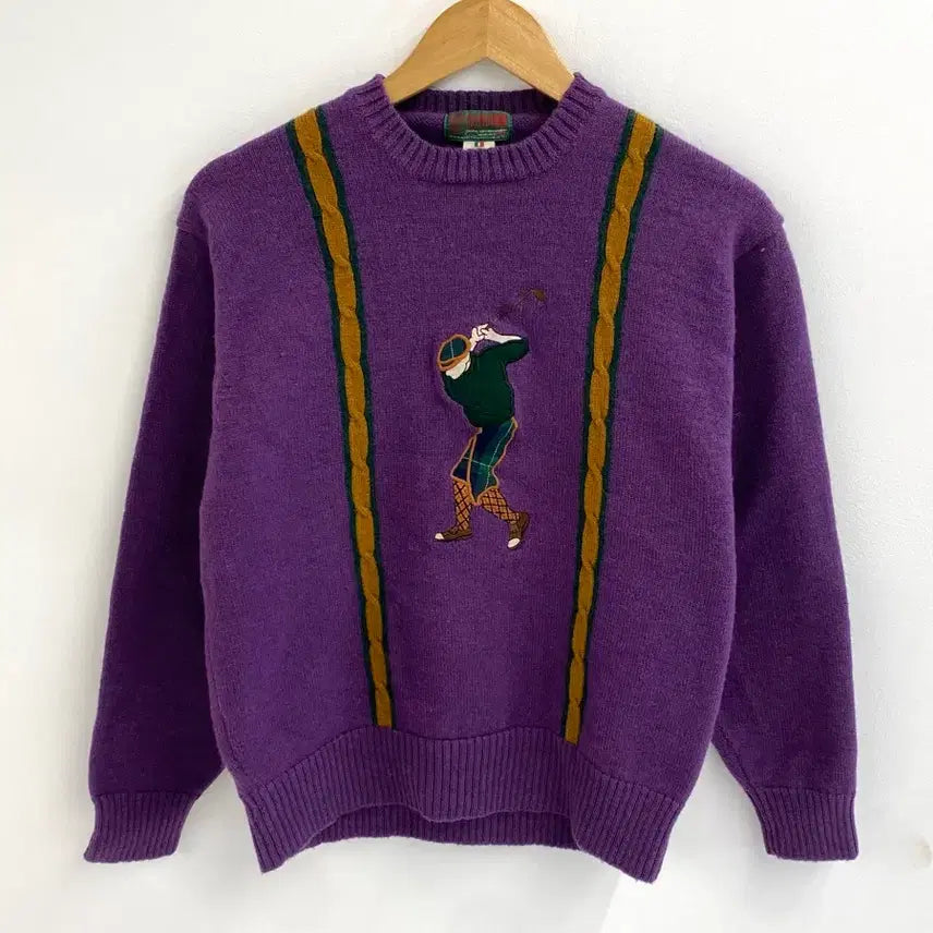 [BUNJANG] CVQ PER UOMO Golf Embroidered Knit Sweater / [M] 90s CVQ PER UOMO 골프 자수 니트